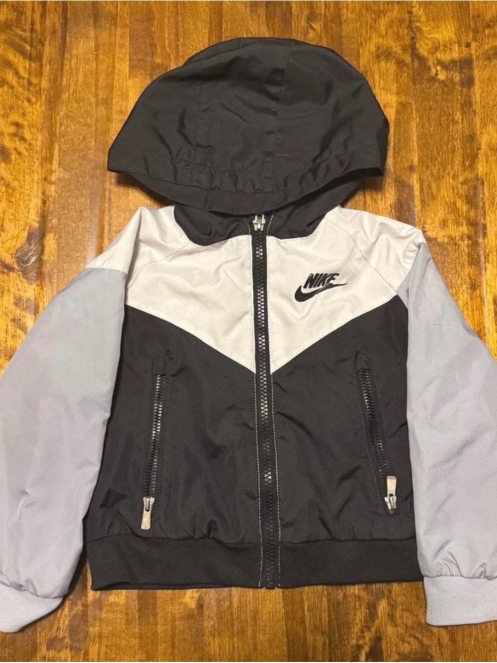 Nike Toddler Windrunner Hooded Jacket Black Gray 2T